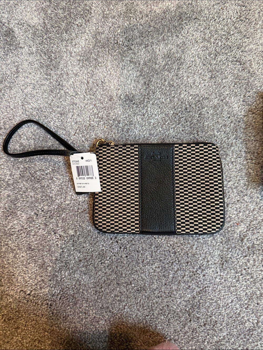 Coach Black and Cream Woven Wristlet